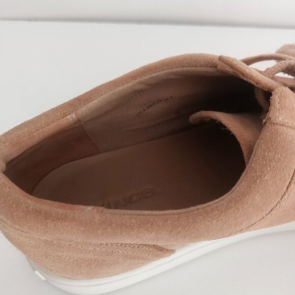 VINCE Sneakers Tan Size 8 Suede Lowtop Minimalist Lace Up White Sole BELFORD EUC - Picture 8 of 13